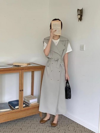 翻領雙排扣西裝背心洋