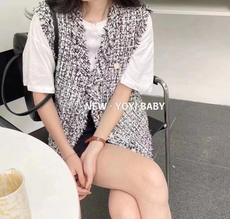 大口袋流蘇小香背心