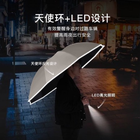 全自動反向LED手電筒抗UV晴雨兩用傘