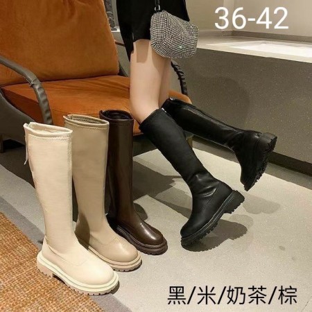 後拉鍊厚底馬丁靴36-42