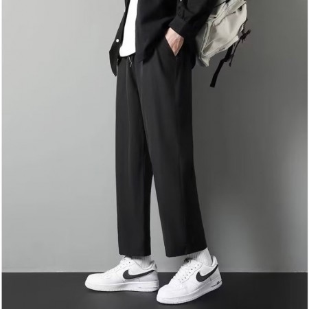 直筒九分冰絲休閒褲M-5XL(M