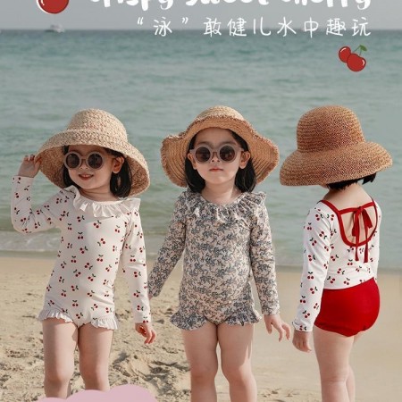 防晒保暖泳衣送泳帽80-130(D