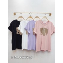 EGG  英字燙金大象棉T