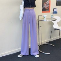 ㄧ釦高腰壓折西裝寬褲 
