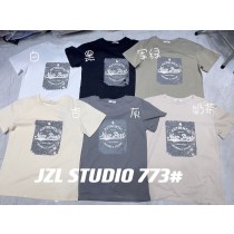  復古英字涼感棉雪花棉T 