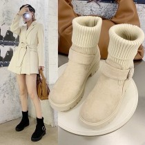 英倫風  毛線口短靴36-40