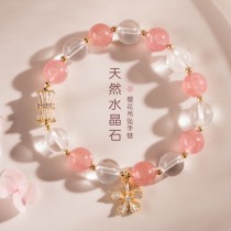 水鑽櫻花草莓晶手鏈