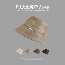 金屬小標皮革水桶帽