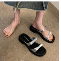 法式絕美低跟蝴蝶結拖鞋