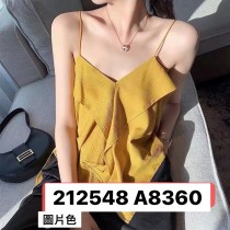 V領肩壓折雪紡上衣