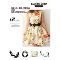 百貨公司貨淑女腰花洋裝