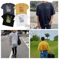 韓國DHL國際包裹條碼造型寬鬆落肩情侶T