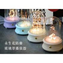 玻璃罩永生花小夜燈可連藍芽放音樂