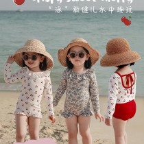 防晒保暖泳衣送泳帽80-130(D