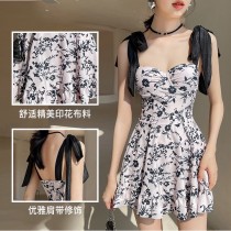 碎花遮肚顯瘦泳裝(D